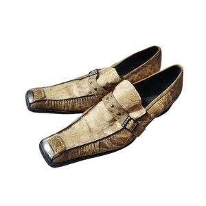 Zota Unique Men Shoes Leather Chrome Toe Size 12 Party Ritzy Flamboyant Long Toe